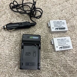 Wasabi BTR-LPE8-JWP Battery 2-Pack + Car Charger (LP-E8 Replacement)